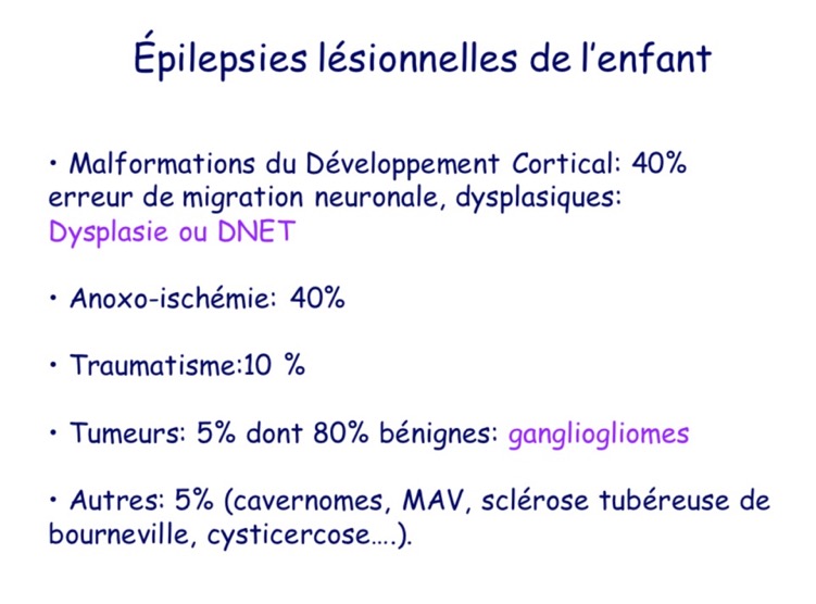 Épilepsies lésionnelles de l'enfant