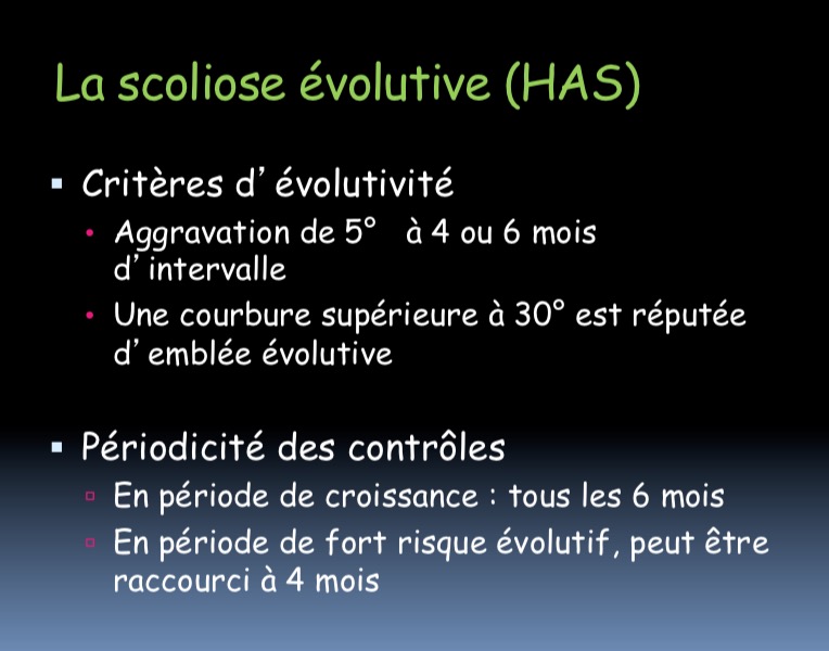 La scoliose évolutive